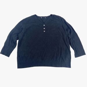 Roz & Ali Ribbed Sweater Women Sz 2X V-Neck Black Casual Office Quiet Luxury